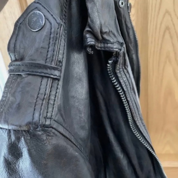 AllSaints Leather ‘Caldwell’ Biker Jacket Size UK Small Black Autumn Winter - Picture 5 of 12